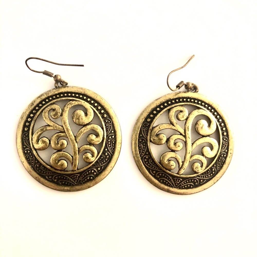 bronze medallion earrings